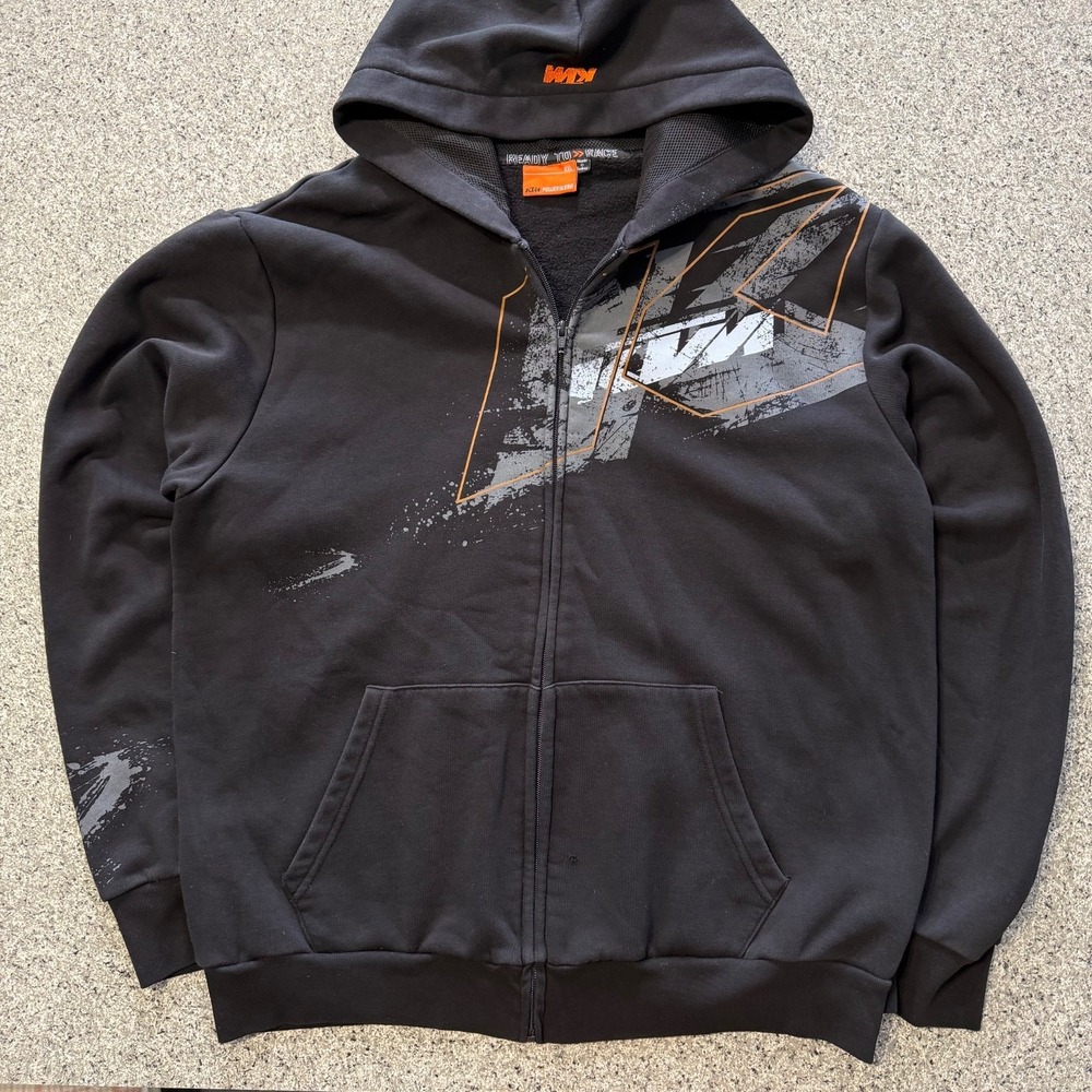 KTM Racing Hoodie Mens XXL Black Full Zip Fleece Powerwear